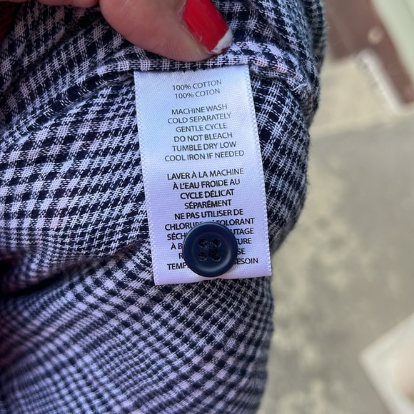 EUC plaid beach lunch lounge collection long sleeve cotton top - Picture 11 of 14